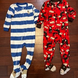 Lot of Fleece Footie PJs Woodland Animals 2T
